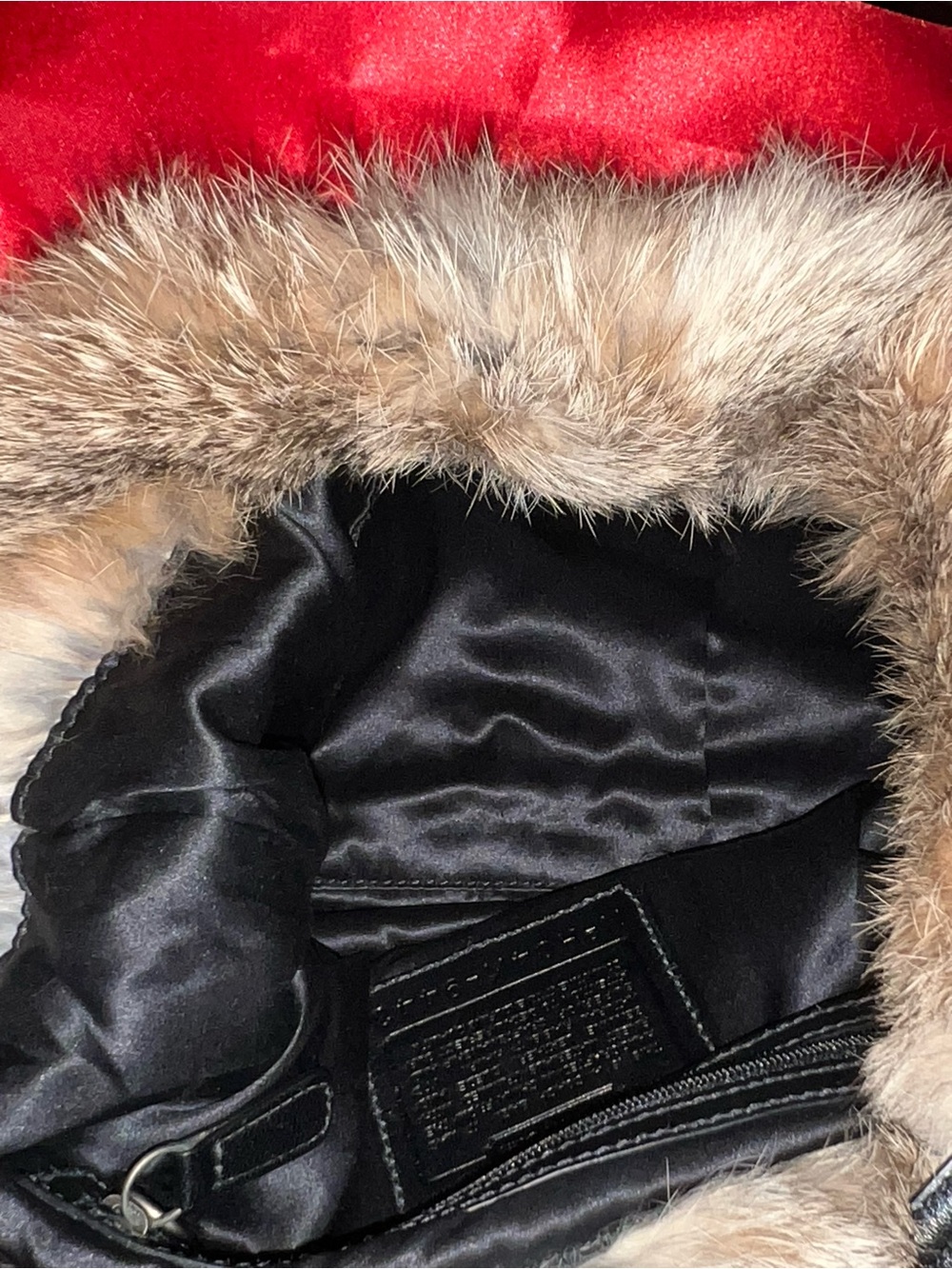 Coach Black Quilted Hobo with Natural Fur Trim - Picture 7 of 16